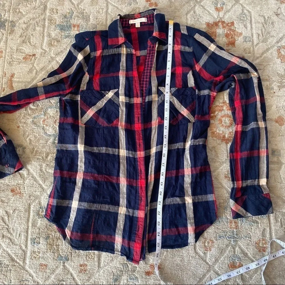 Skies Are Blue Lawler Plaid Navy and Red Long Sleeve Shirt - Picture 11 of 12